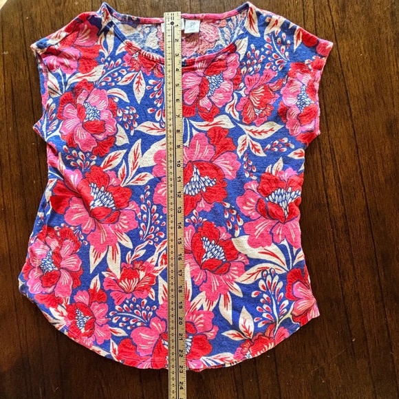 Sigrid Olsen 100% linen floral print rounded hem top size M - Picture 8 of 8